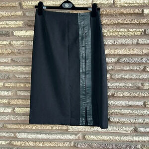 Alfani Black Pencil Straight Skirt with Faux Leather Trim